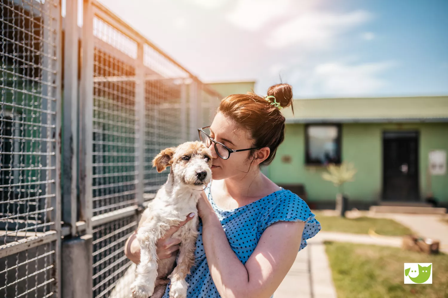 Mitgliedschaft - Frau kuschelt mit einem Hund in einem Tierheim